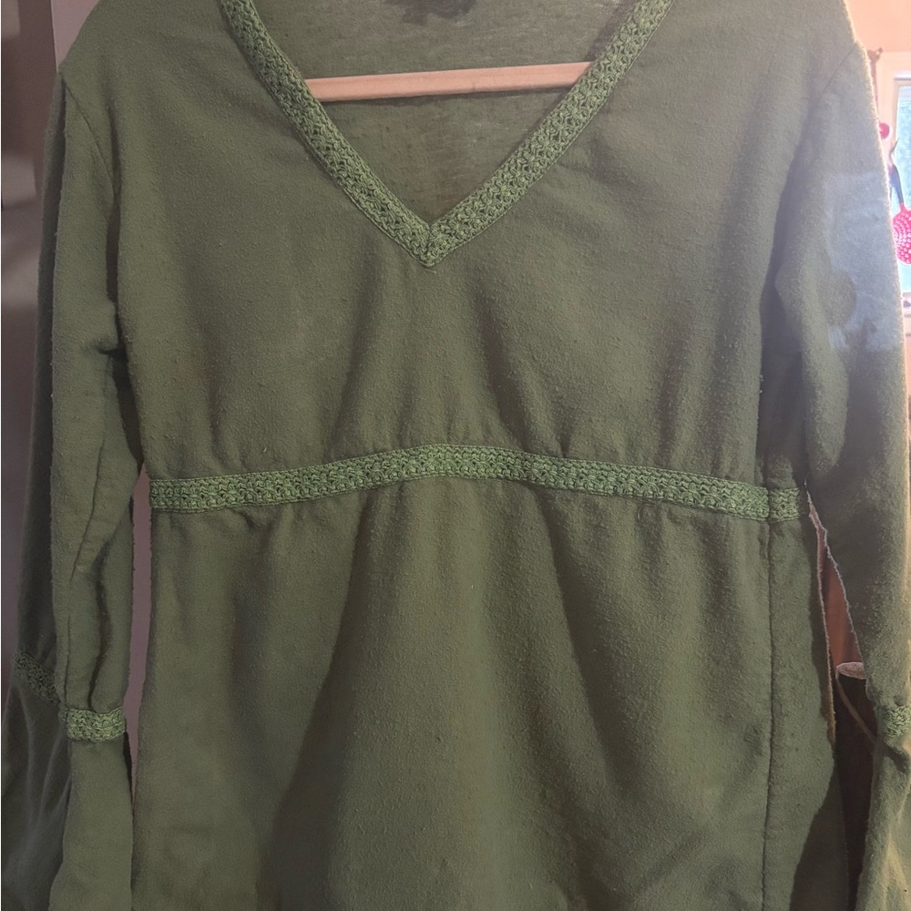Green V-Neck Women's Sweatshirt